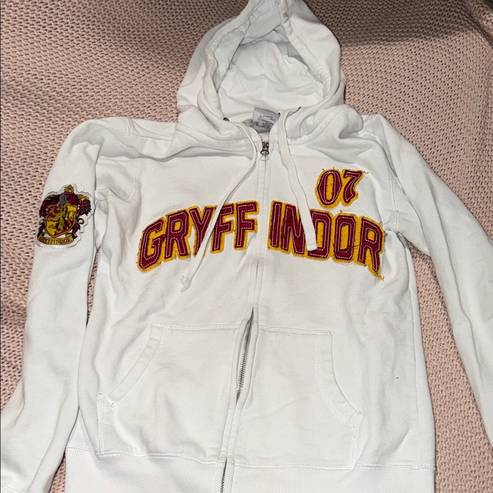 Gryffindor White Zip-Up Hoodie - Official Harry Potter Style